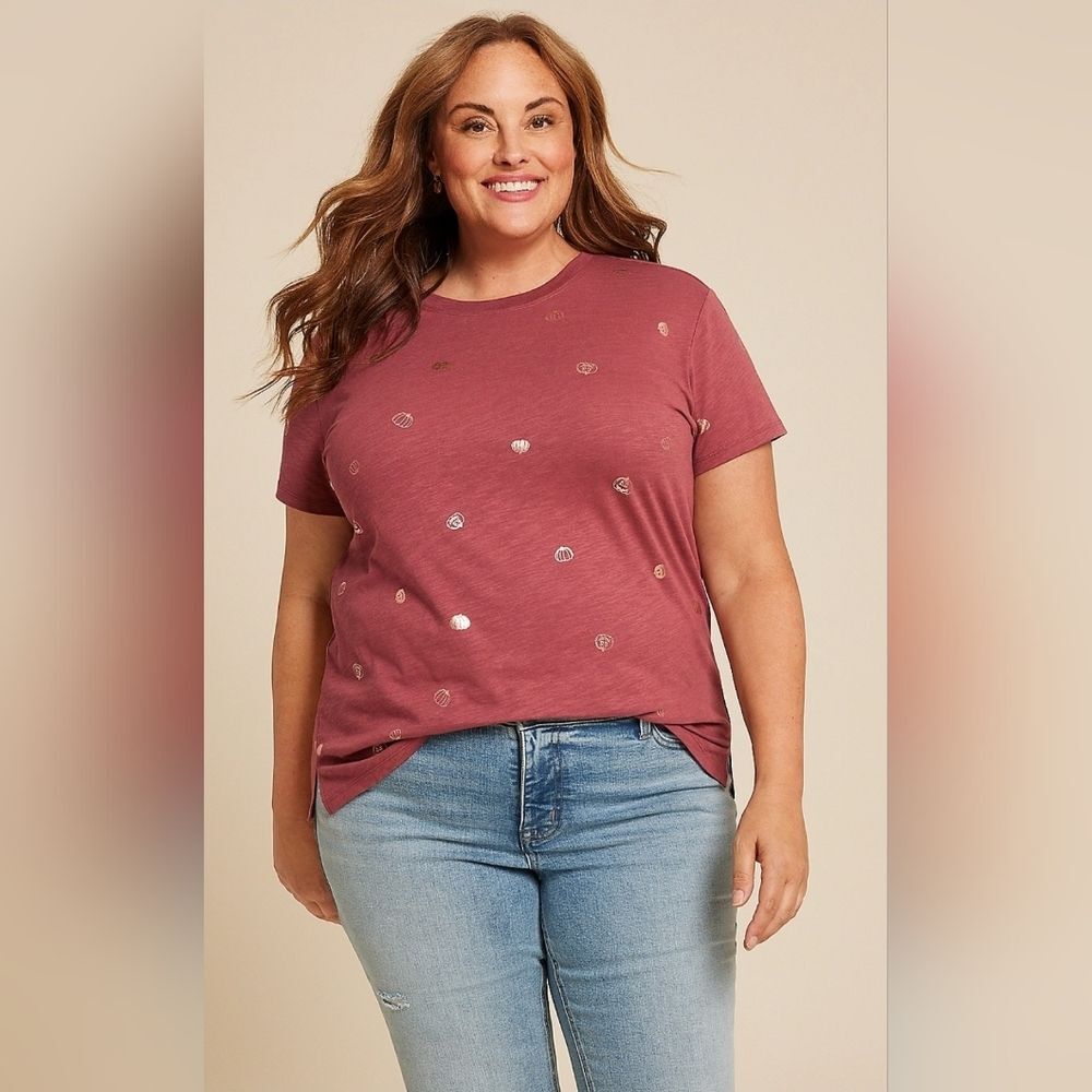 Maurices Foil Pumpkin Print Tee Plus Size 3X